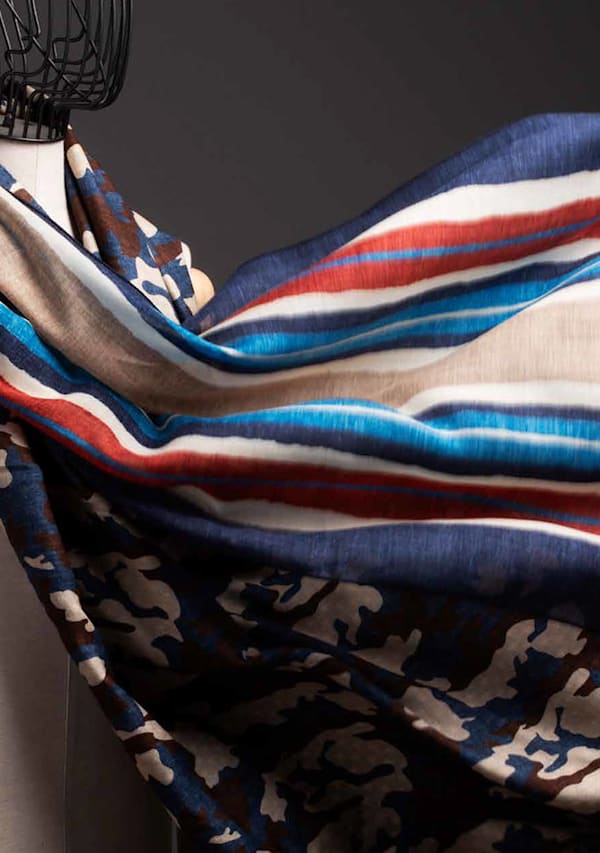 Blue and red striped scarf - Rosi